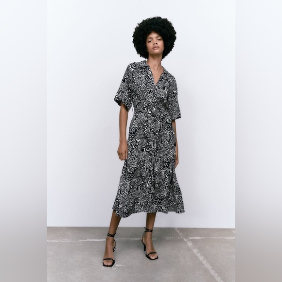 Midi printed dress - Picture 1 of 3